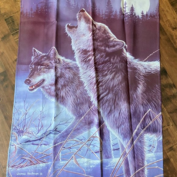 Accents Howling Wolf Graphic Twosided Cloth Garden House Flag Signed